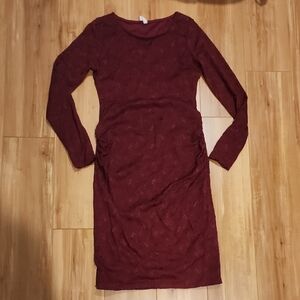 Pinkblush Maternity Maroon Long Sleeve Dress- Size Small